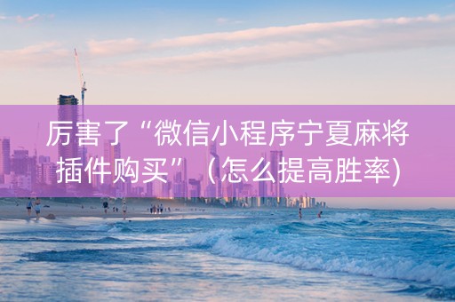 厉害了“微信小程序宁夏麻将插件购买”（怎么提高胜率)