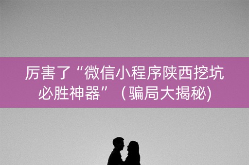厉害了“微信小程序陕西挖坑必胜神器”（骗局大揭秘)