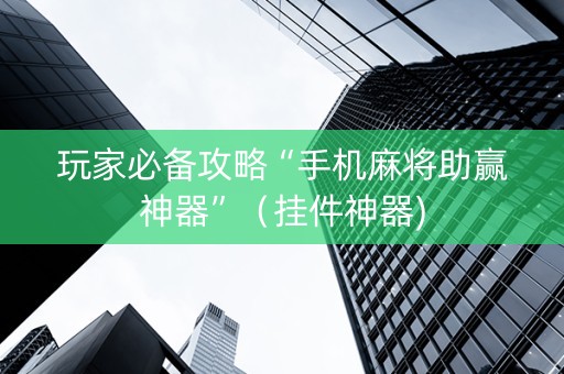 玩家必备攻略“手机麻将助赢神器”（挂件神器)