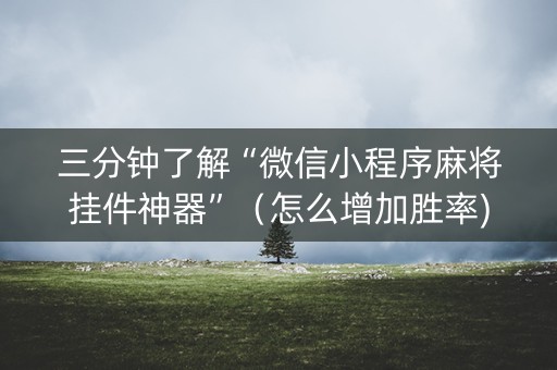 三分钟了解“微信小程序麻将挂件神器”（怎么增加胜率)