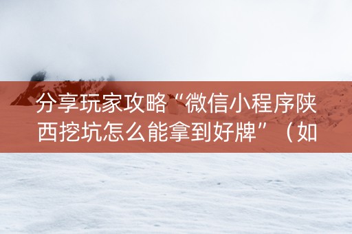 分享玩家攻略“微信小程序陕西挖坑怎么能拿到好牌”（如何让系统发好牌)