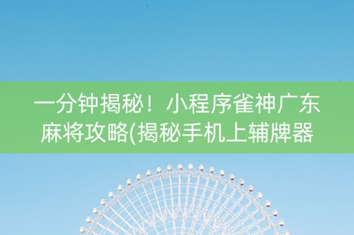 一分钟揭秘！小程序雀神广东麻将攻略(揭秘手机上辅牌器)