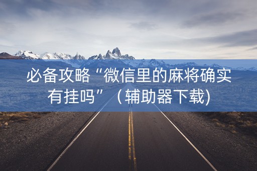 必备攻略“微信里的麻将确实有挂吗”（辅助器下载)