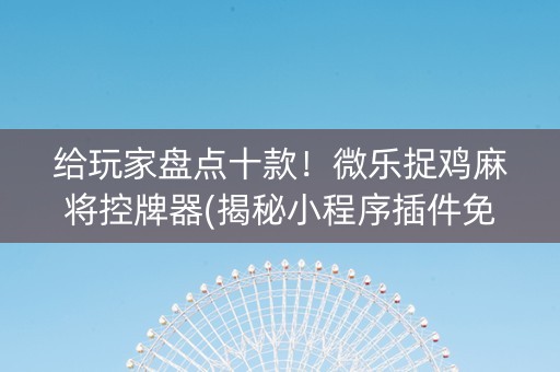 给玩家盘点十款！微乐捉鸡麻将控牌器(揭秘小程序插件免费)