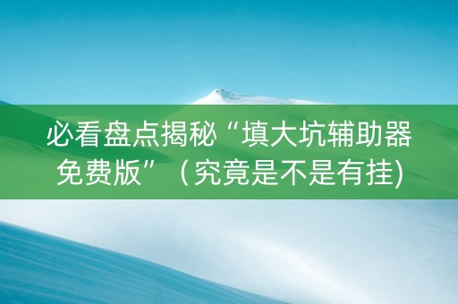 必看盘点揭秘“填大坑辅助器免费版”（究竟是不是有挂)