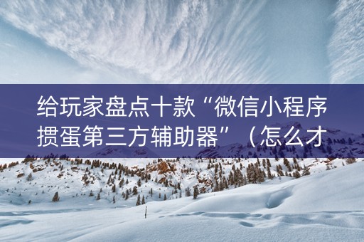 给玩家盘点十款“微信小程序掼蛋第三方辅助器”（怎么才会赢)