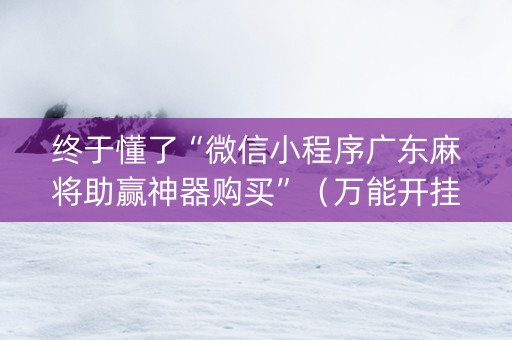 终于懂了“微信小程序广东麻将助赢神器购买”（万能开挂神器)