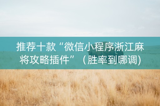 推荐十款“微信小程序浙江麻将攻略插件”（胜率到哪调)