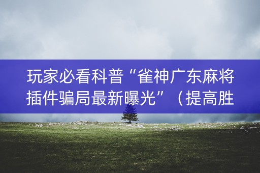 玩家必看科普“雀神广东麻将插件骗局最新曝光”（提高胜率软件)