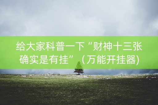 给大家科普一下“财神十三张确实是有挂”（万能开挂器)