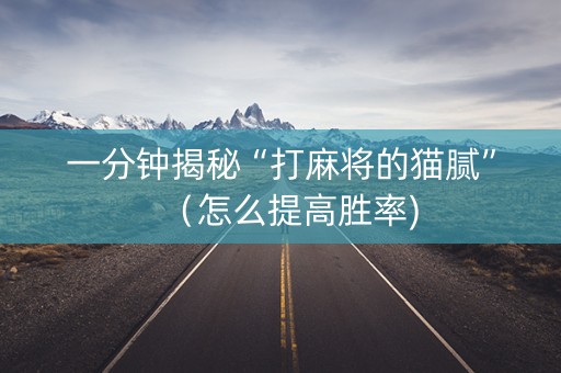 一分钟揭秘“打麻将的猫腻”（怎么提高胜率)