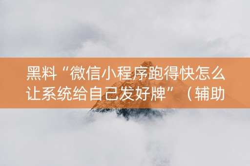 黑料“微信小程序跑得快怎么让系统给自己发好牌”（辅助软件)