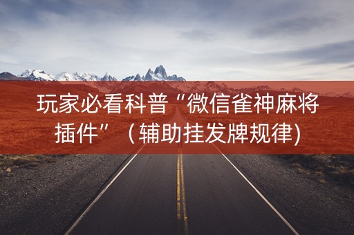 玩家必看科普“微信雀神麻将插件”（辅助挂发牌规律)