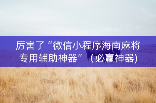 厉害了“微信小程序海南麻将专用辅助神器”（必赢神器)