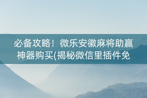 必备攻略！微乐安徽麻将助赢神器购买(揭秘微信里插件免费)