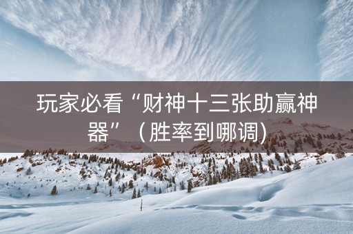 玩家必看“财神十三张助赢神器”（胜率到哪调)