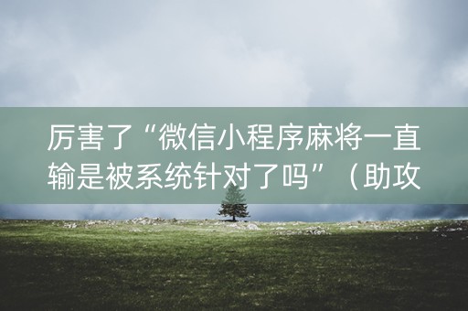 厉害了“微信小程序麻将一直输是被系统针对了吗”（助攻神器)