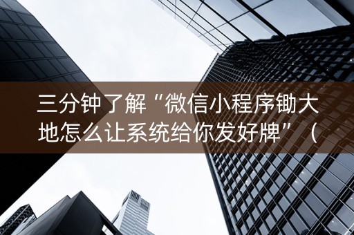 三分钟了解“微信小程序锄大地怎么让系统给你发好牌”（辅助软件)