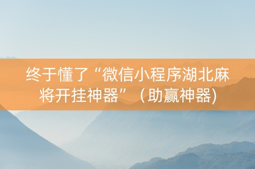 终于懂了“微信小程序湖北麻将开挂神器”（助赢神器)
