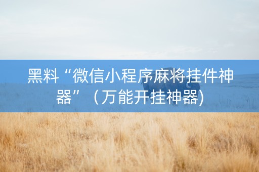 黑料“微信小程序麻将挂件神器”（万能开挂神器)