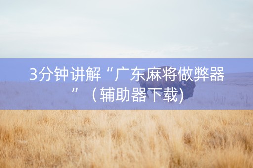 3分钟讲解“广东麻将做弊器”（辅助器下载)