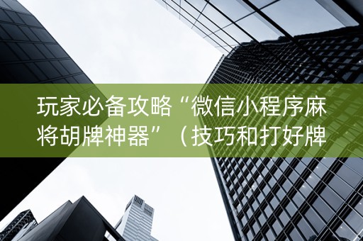 玩家必备攻略“微信小程序麻将胡牌神器”（技巧和打好牌方法)
