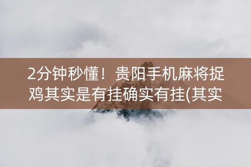 2分钟秒懂！贵阳手机麻将捉鸡其实是有挂确实有挂(其实是有挂确实有挂)
