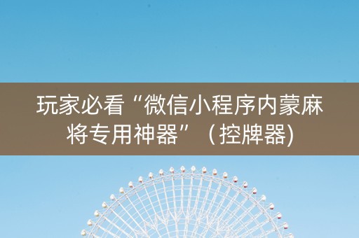 玩家必看“微信小程序内蒙麻将专用神器”（控牌器)