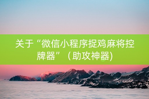 关于“微信小程序捉鸡麻将控牌器”（助攻神器)