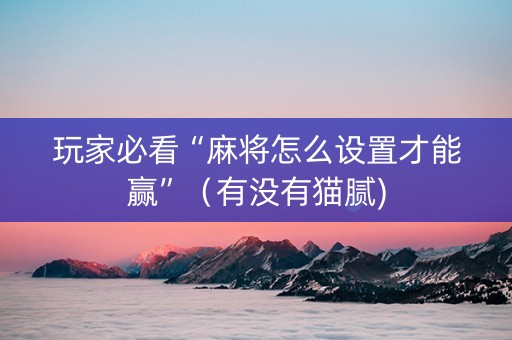 玩家必看“麻将怎么设置才能赢”（有没有猫腻)