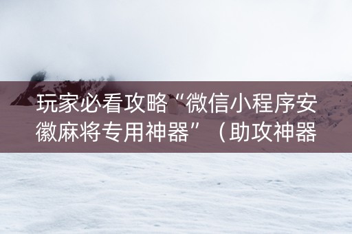 玩家必看攻略“微信小程序安徽麻将专用神器”（助攻神器)