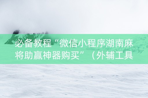 必备教程“微信小程序湖南麻将助赢神器购买”（外辅工具)