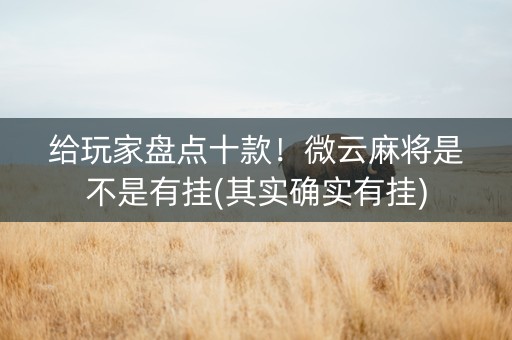 给玩家盘点十款！微云麻将是不是有挂(其实确实有挂)