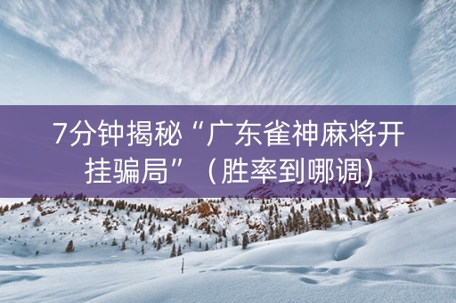 7分钟揭秘“广东雀神麻将开挂骗局”（胜率到哪调)