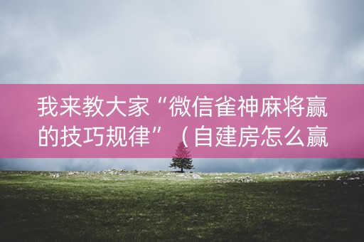 我来教大家“微信雀神麻将赢的技巧规律”（自建房怎么赢)