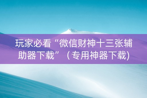 玩家必看“微信财神十三张辅助器下载”（专用神器下载)