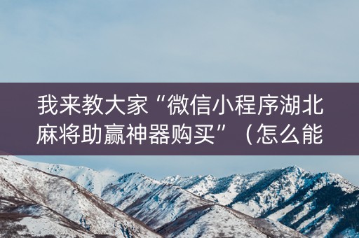 我来教大家“微信小程序湖北麻将助赢神器购买”（怎么能调好牌)