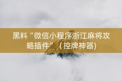 黑料“微信小程序浙江麻将攻略插件”（控牌神器)
