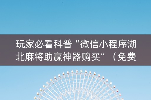 玩家必看科普“微信小程序湖北麻将助赢神器购买”（免费专用神器)