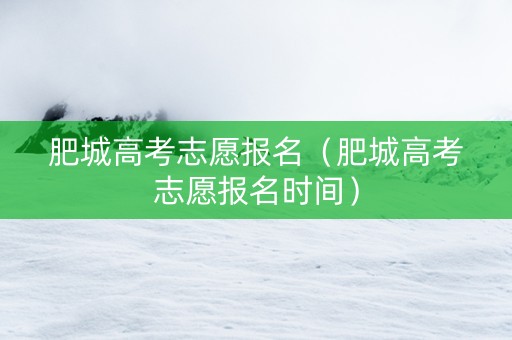 肥城高考志愿报名（肥城高考志愿报名时间）