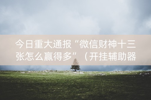 今日重大通报“微信财神十三张怎么赢得多”（开挂辅助器插件)