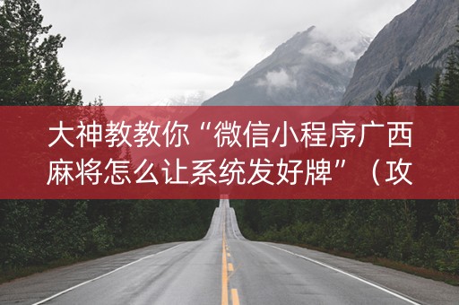 大神教教你“微信小程序广西麻将怎么让系统发好牌”（攻略插件)