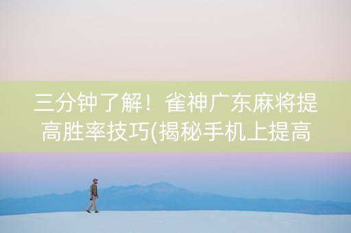 三分钟了解！雀神广东麻将提高胜率技巧(揭秘手机上提高赢的概率)