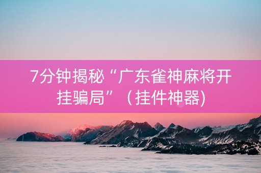 7分钟揭秘“广东雀神麻将开挂骗局”（挂件神器)