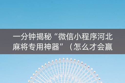 一分钟揭秘“微信小程序河北麻将专用神器”（怎么才会赢)