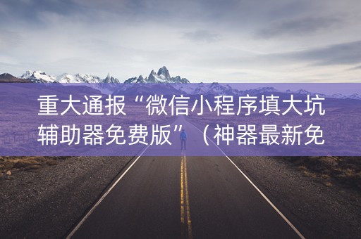 重大通报“微信小程序填大坑辅助器免费版”（神器最新免费)