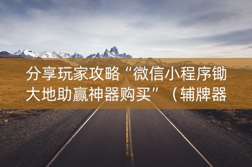 分享玩家攻略“微信小程序锄大地助赢神器购买”（辅牌器插件购买)