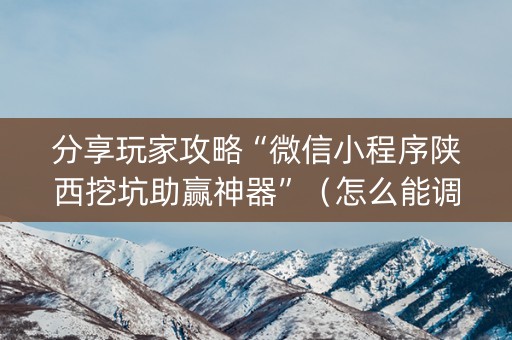 分享玩家攻略“微信小程序陕西挖坑助赢神器”（怎么能调好牌)