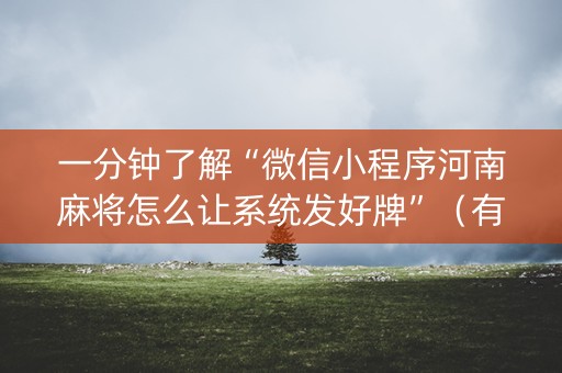 一分钟了解“微信小程序河南麻将怎么让系统发好牌”（有没有猫腻)