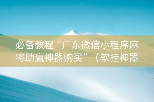 必备教程“广东微信小程序麻将助赢神器购买”（软挂神器)